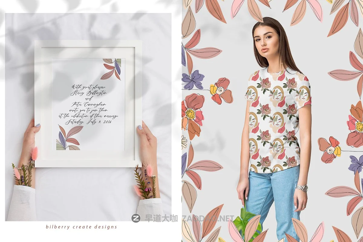 现代抽象叶子花卉女性人脸矢量插图 MonoGirl collection插图12 现代抽象叶子花卉女性人脸矢量插图 MonoGirl collection插图12