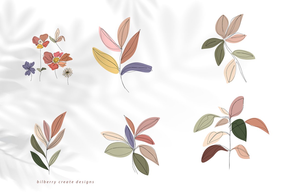 现代抽象叶子花卉女性人脸矢量插图 MonoGirl collection插图18 现代抽象叶子花卉女性人脸矢量插图 MonoGirl collection插图18