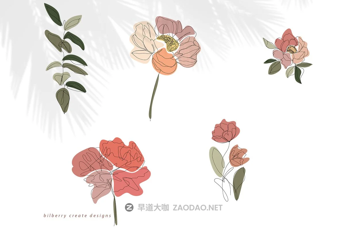 现代抽象叶子花卉女性人脸矢量插图 MonoGirl collection插图19 现代抽象叶子花卉女性人脸矢量插图 MonoGirl collection插图19