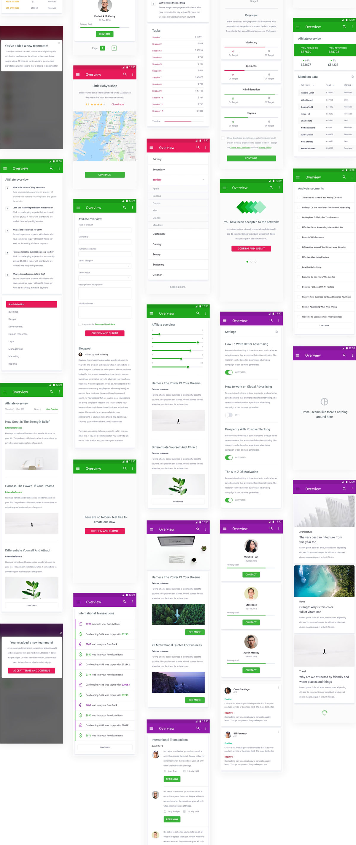40个移动程序设计管理平台仪表板UI屏幕 Mobile Material Dashboards UI Kit插图2