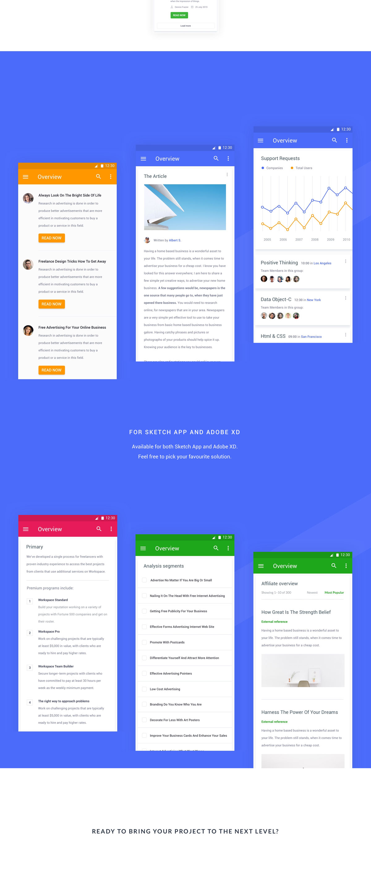 40个移动程序设计管理平台仪表板UI屏幕 Mobile Material Dashboards UI Kit插图3
