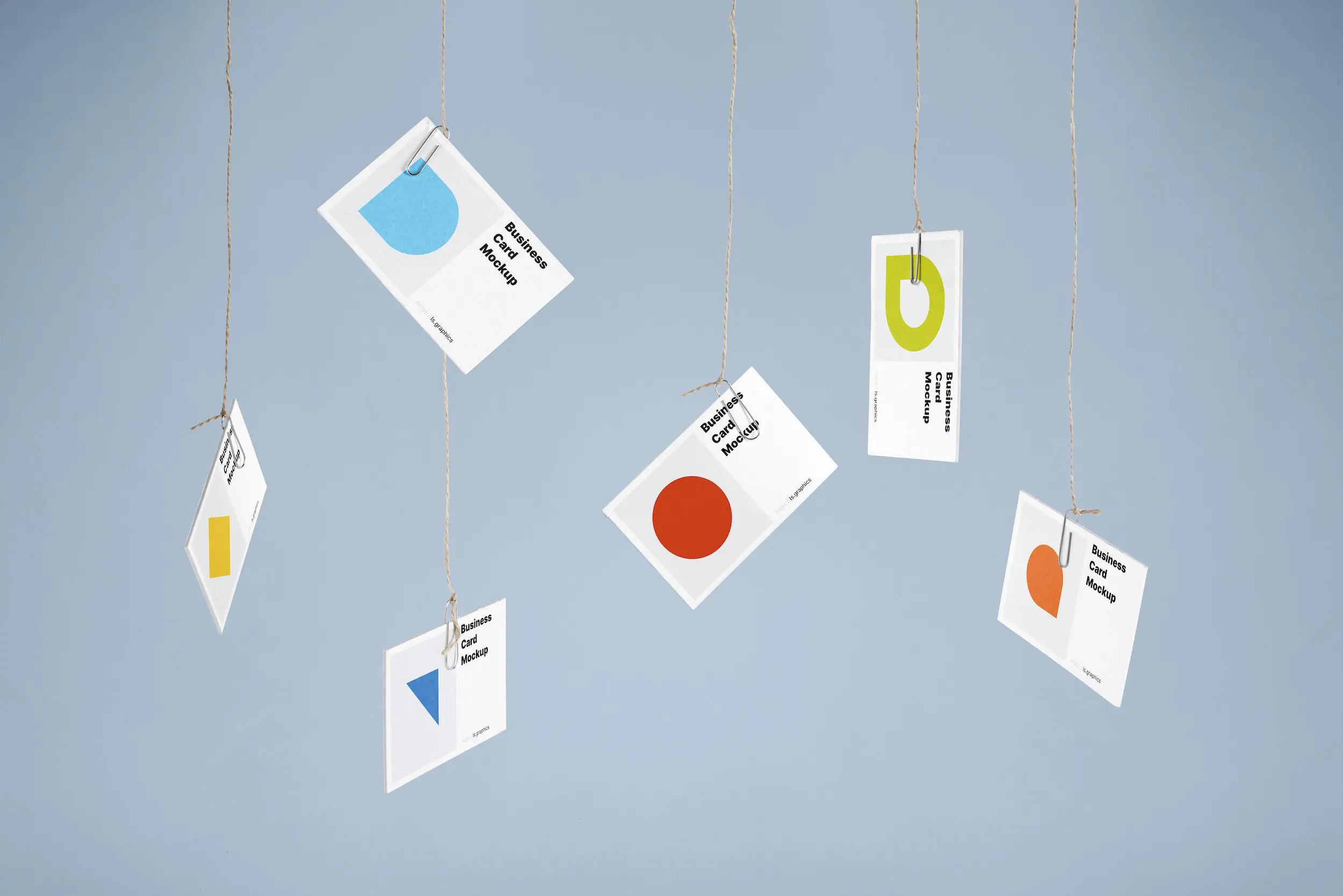 带有挂绳高分辨率名片设计样机模板 Hanging Business Card Mockups插图