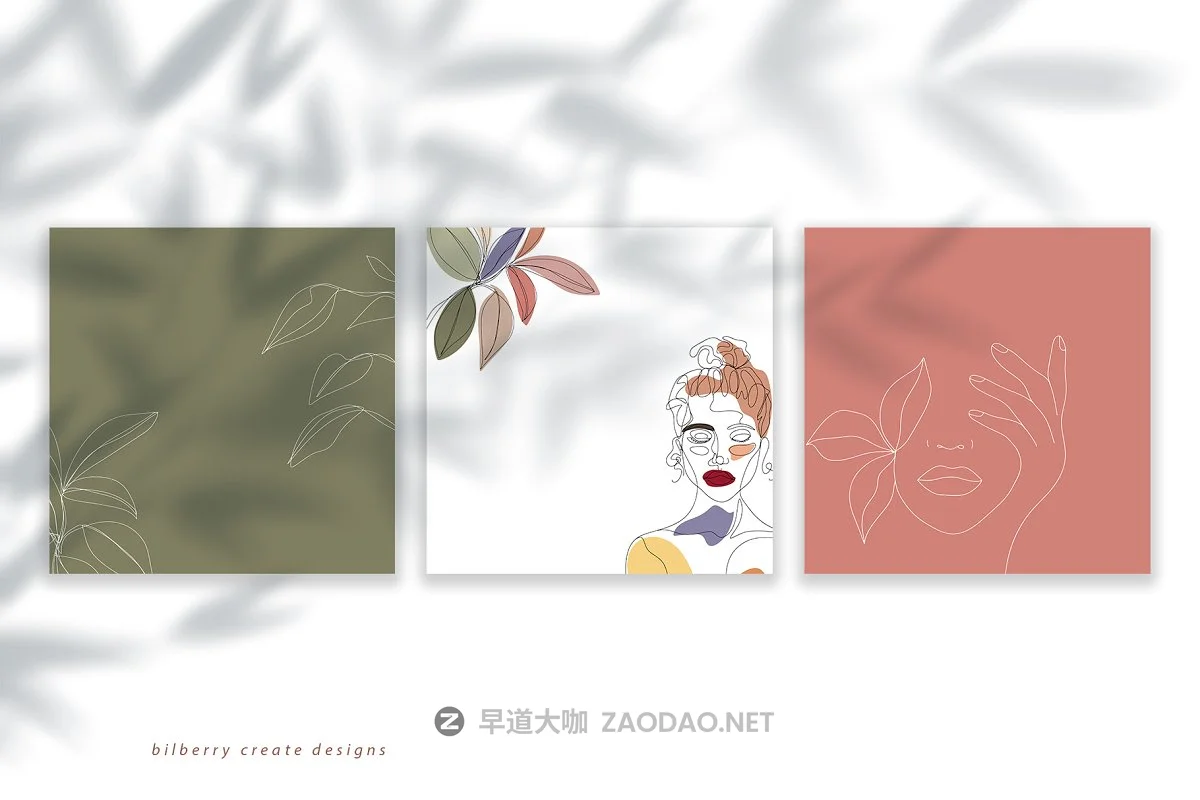 现代抽象叶子花卉女性人脸矢量插图 MonoGirl collection插图5 现代抽象叶子花卉女性人脸矢量插图 MonoGirl collection插图5