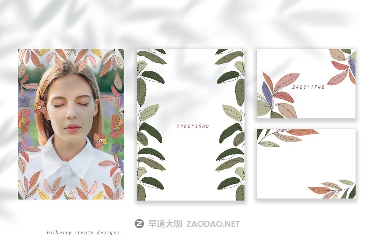 现代抽象叶子花卉女性人脸矢量插图 MonoGirl collection插图7 现代抽象叶子花卉女性人脸矢量插图 MonoGirl collection插图7