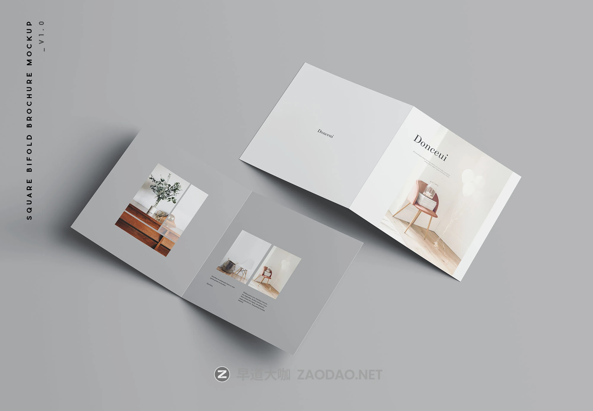 高级方形双折小册子样机PSD模板 Square Bifold Brochure Mockup插图 高级方形双折小册子样机PSD模板 Square Bifold Brochure Mockup插图