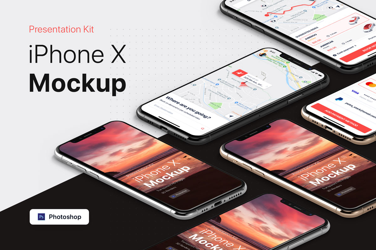 Download iPhone X智能手机UI设计多屏幕展示样机3 Presentation Kit - iPhone ...