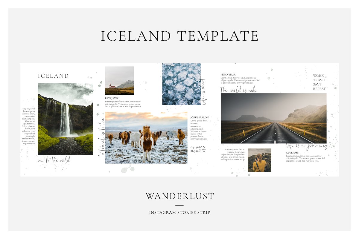 旅行摄影社交推广Instagram文章贴图设计模板 Wanderlust Instagram Stories Strip插图4