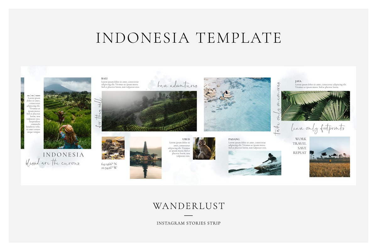 旅行摄影社交推广Instagram文章贴图设计模板 Wanderlust Instagram Stories Strip插图5