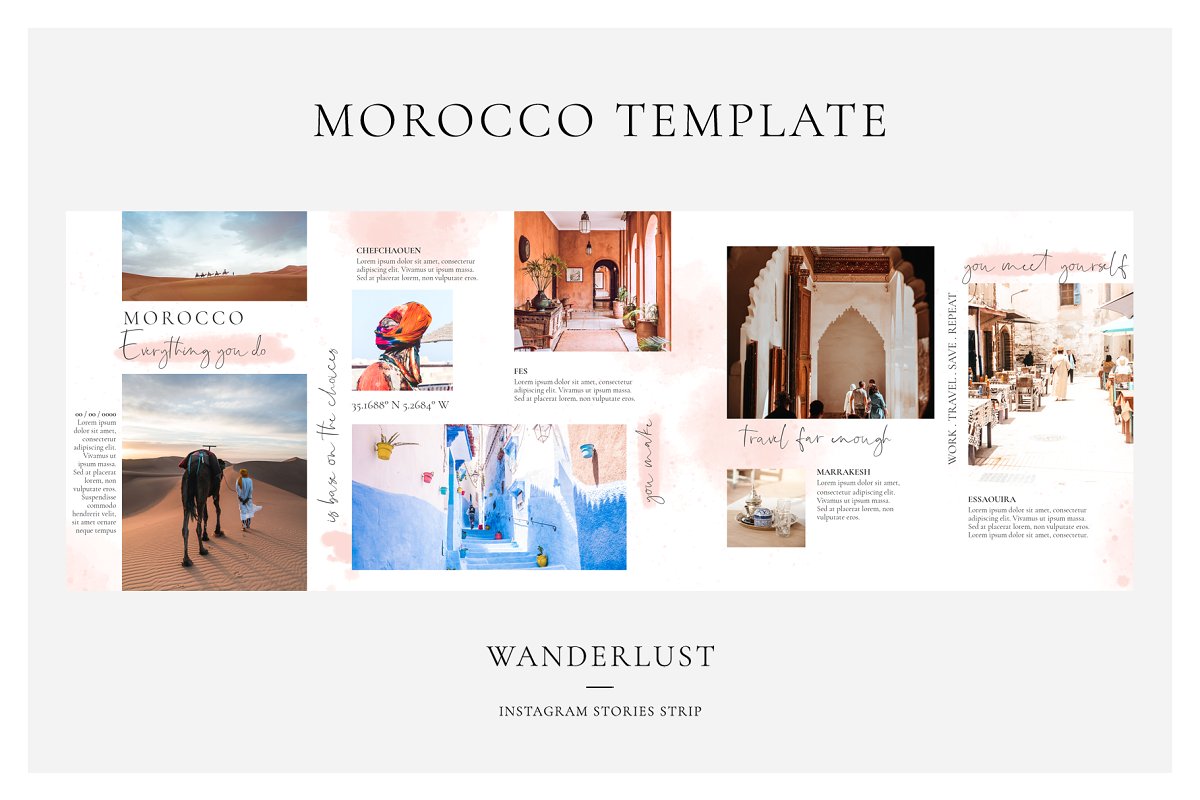 旅行摄影社交推广Instagram文章贴图设计模板 Wanderlust Instagram Stories Strip插图6