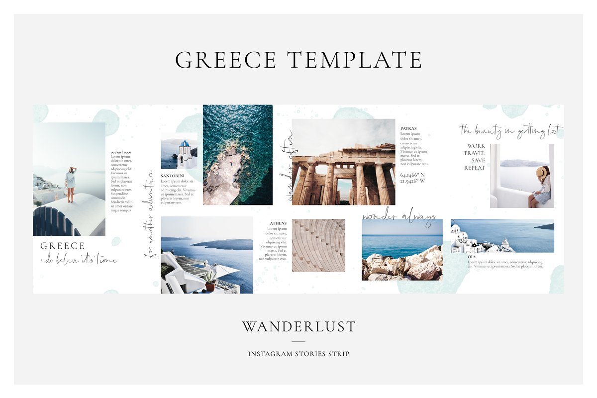 旅行摄影社交推广Instagram文章贴图设计模板 Wanderlust Instagram Stories Strip插图7