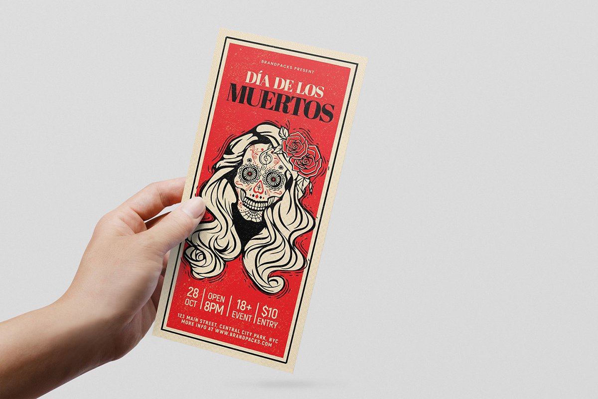 墨西哥亡灵节餐厅/酒吧促销宣传海报模板 Dia de los Muertos Flyer / Poster插图9