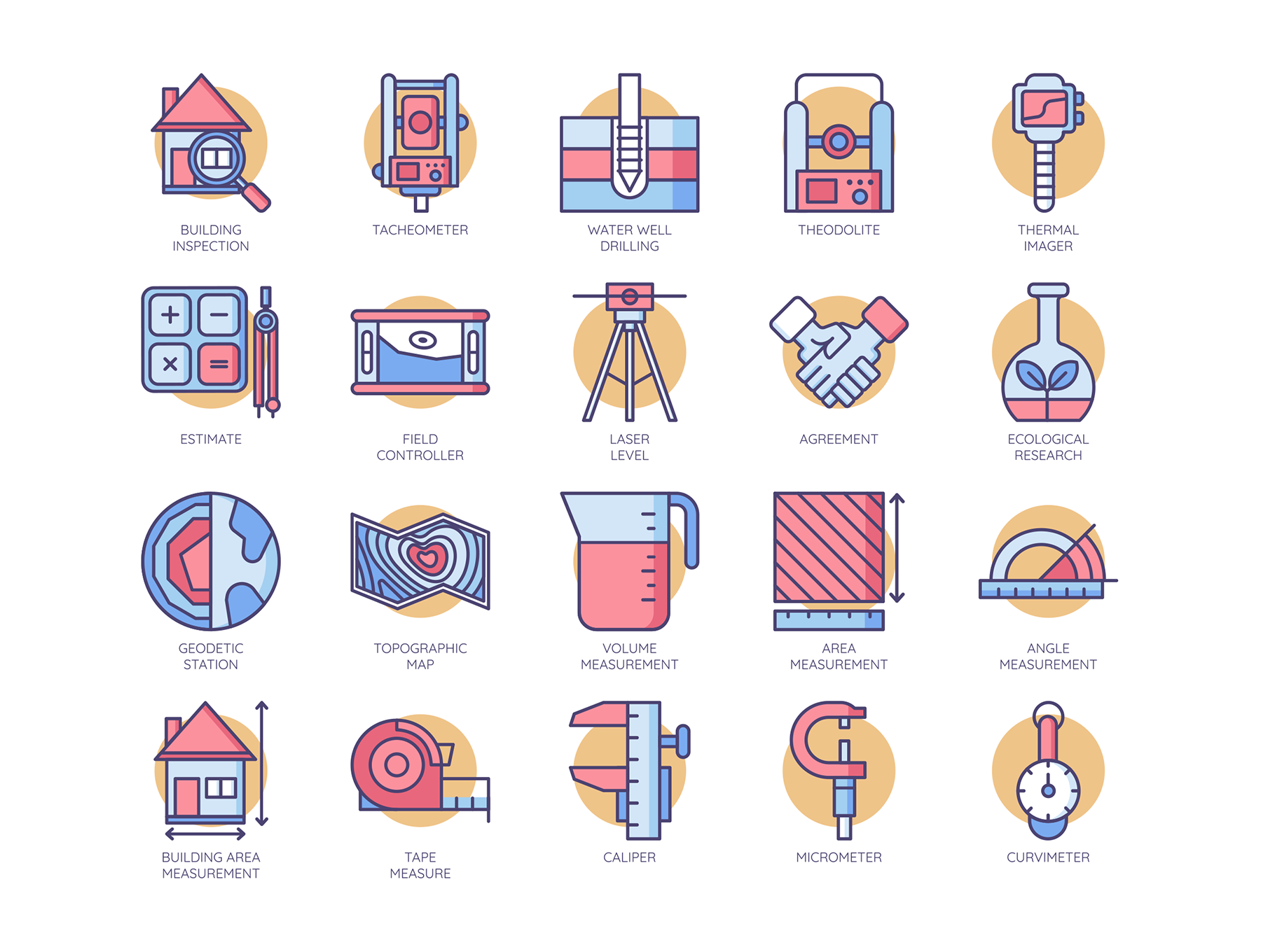 70个手绘彩色矢量工程图标素材 70 engineering icons