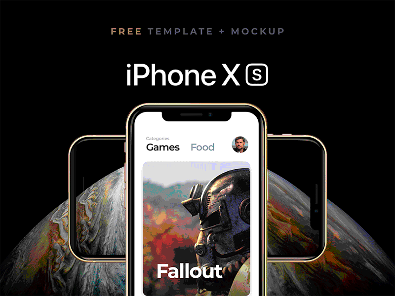 应用程序设计iPhone XS展示样机Sketch模板 iPhone XS Mockup and Template插图