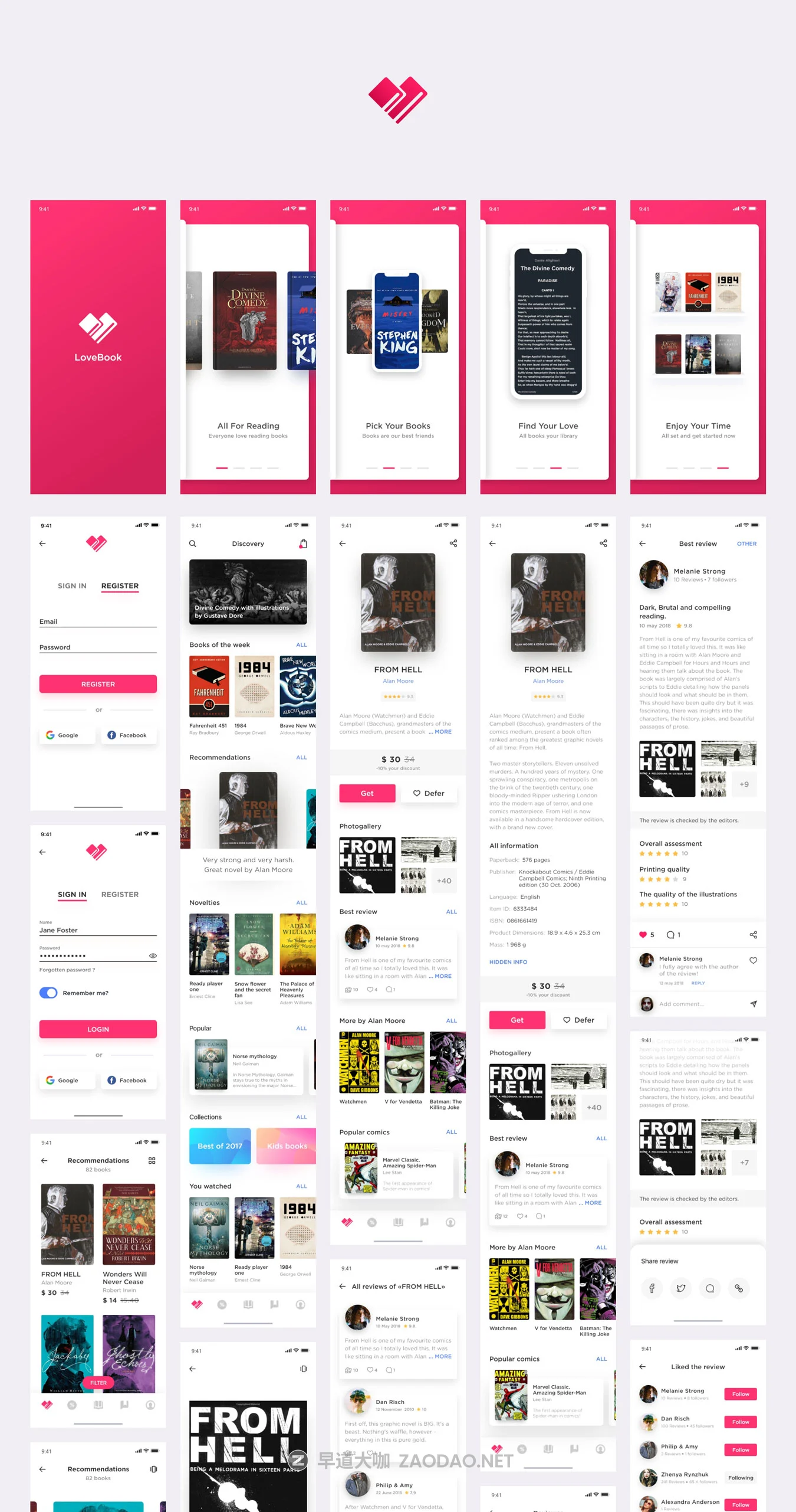 现代书籍在线阅读软件iOS商城应用程序UI设计套件 Bookstore UI Kit插图4 现代书籍在线阅读软件iOS商城应用程序UI设计套件 Bookstore UI Kit插图4
