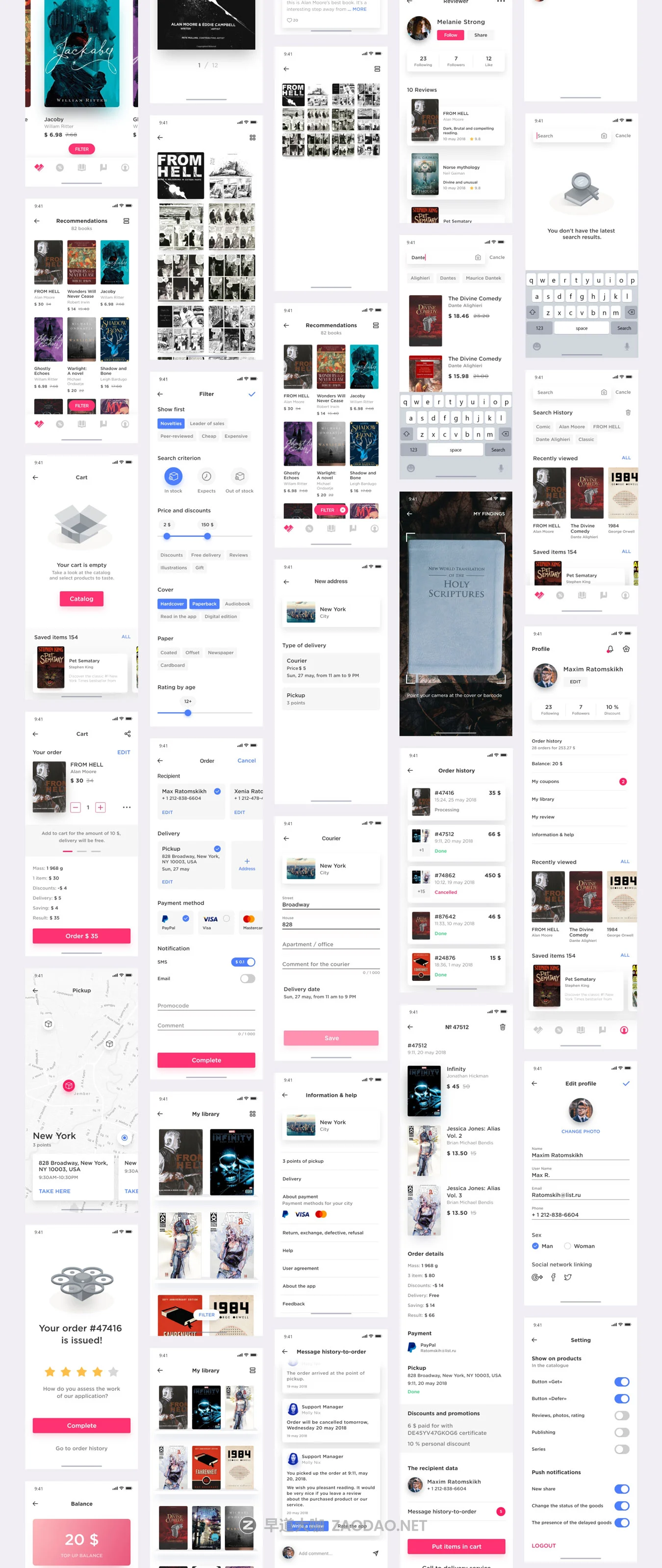 现代书籍在线阅读软件iOS商城应用程序UI设计套件 Bookstore UI Kit插图5 现代书籍在线阅读软件iOS商城应用程序UI设计套件 Bookstore UI Kit插图5