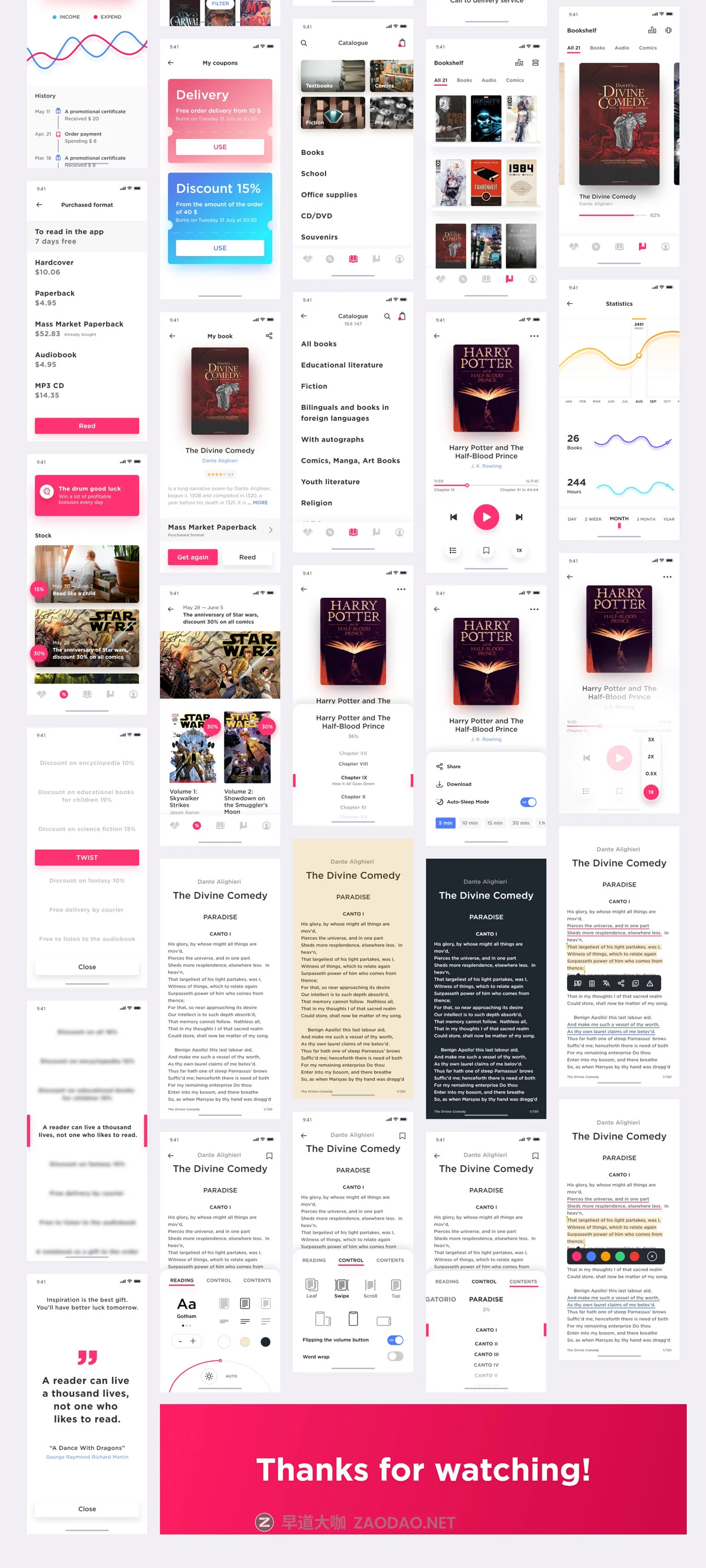 现代书籍在线阅读软件iOS商城应用程序UI设计套件 Bookstore UI Kit插图6 现代书籍在线阅读软件iOS商城应用程序UI设计套件 Bookstore UI Kit插图6