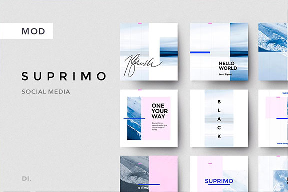 精选免费创新多功能时尚博主电商营销海报INS风模板 SUPRIMO Social Media + Bonus