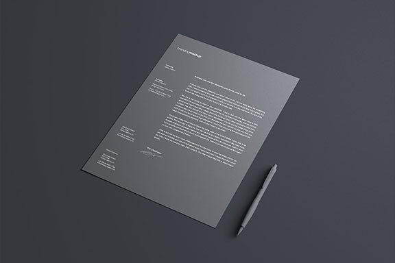 简约的标志设计黑色信纸展示样机PSD模板 Simple Letterhead Mockup