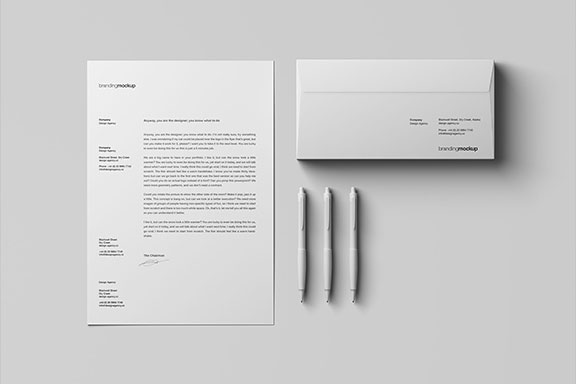 极简信头纸/信封标志展示样机 Letterhead / Envelope Branding Mockup