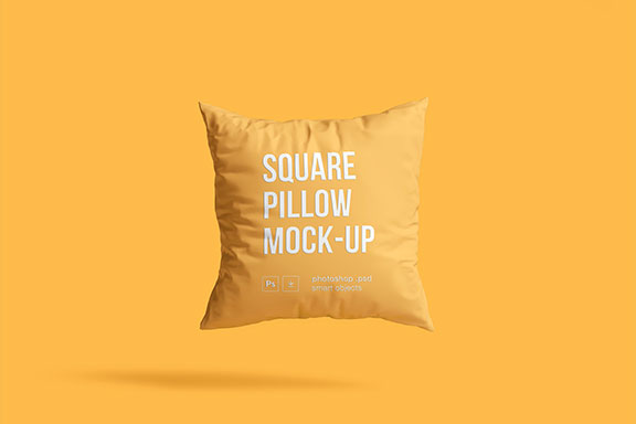 简单的浮动方形枕头样机PSD模板 Square Pillow Mockup