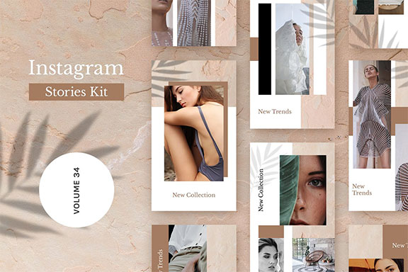 时尚美容院&时装推广Instagram社交媒体设计模板 Instagram Stories Kit (Vol.34)