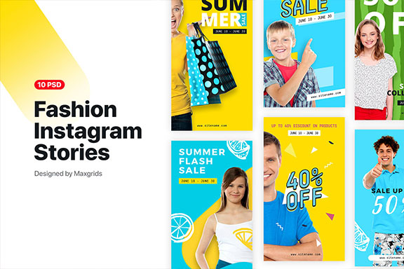 夏季服装营销主题Instagram社交媒体设计模板 Instagram Fashion Stories 1.0