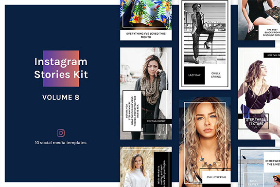 时尚女性博主服装穿搭推广Instagram故事工具包设计模板 Instagram Stories Kit (Vol.8)