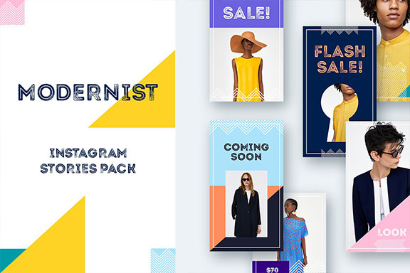 现代潮流服装推广Instagram社交媒体设计素材包 Modernist Instagram Stories Pack