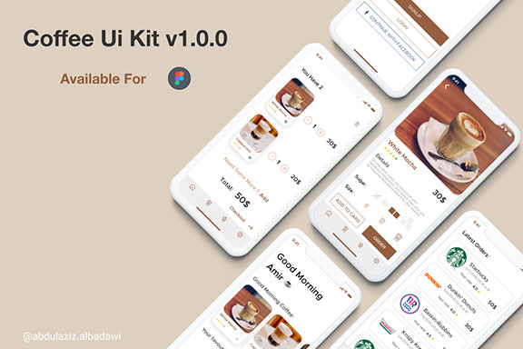 现代经典的咖啡在线订购iOS APP UI套件 Coffee Mix Ui kit