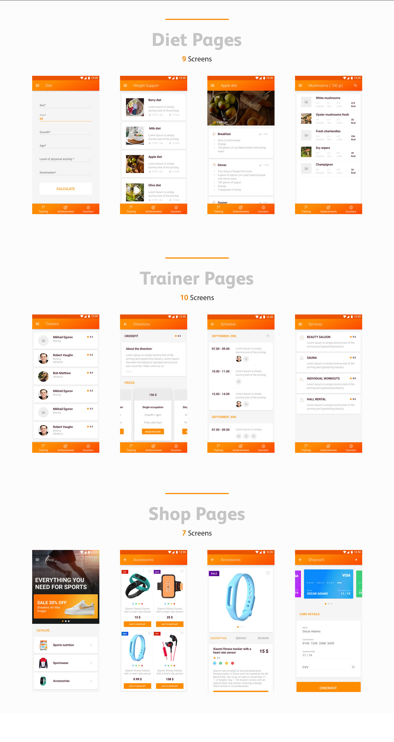 高质量健身旅行商城购物Android UI工具包 FIT BIT Sport UI Kit插图7