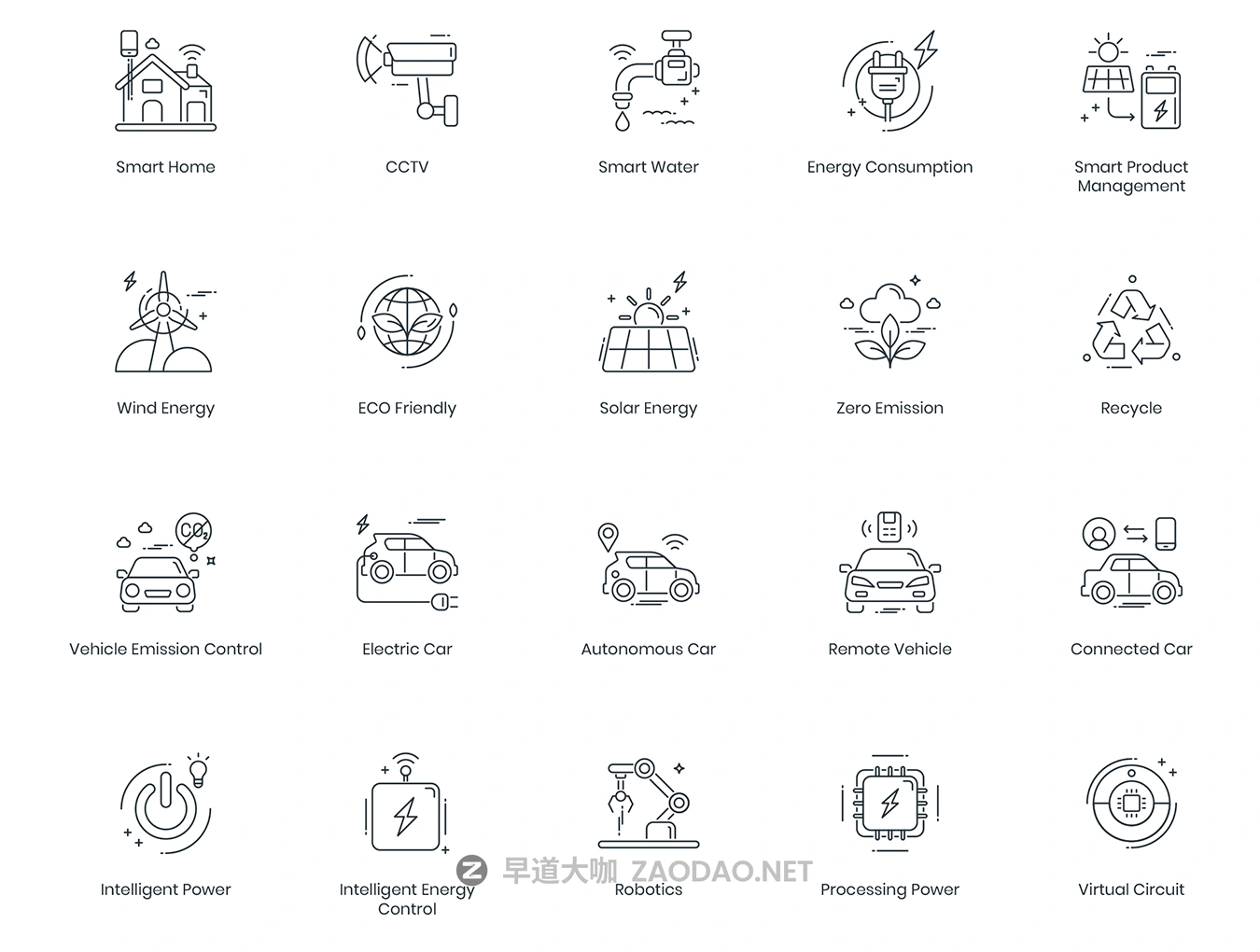 88个智能技术线矢量图标 88 Smart Technology Line Icons插图1 88个智能技术线矢量图标 88 Smart Technology Line Icons插图1