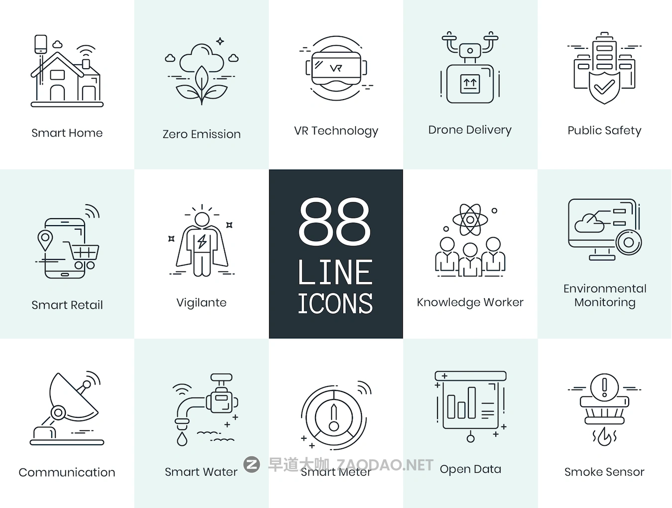 88个智能技术线矢量图标 88 Smart Technology Line Icons插图 88个智能技术线矢量图标 88 Smart Technology Line Icons插图