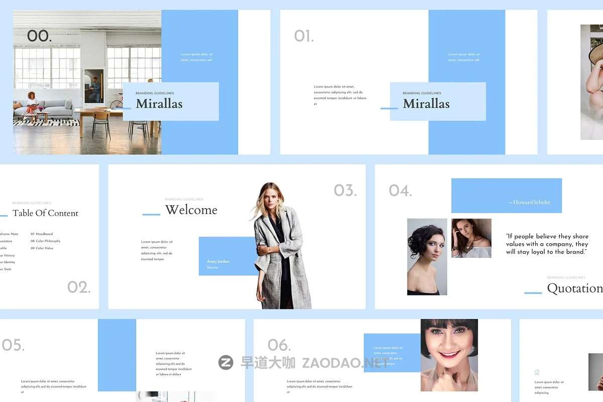 时尚简约蓝色公司品牌介绍产品营销计划书PPT演示文稿模板 Mirallas Brand Guidelines Powerpoint插图 时尚简约蓝色公司品牌介绍产品营销计划书PPT演示文稿模板 Mirallas Brand Guidelines Powerpoint插图