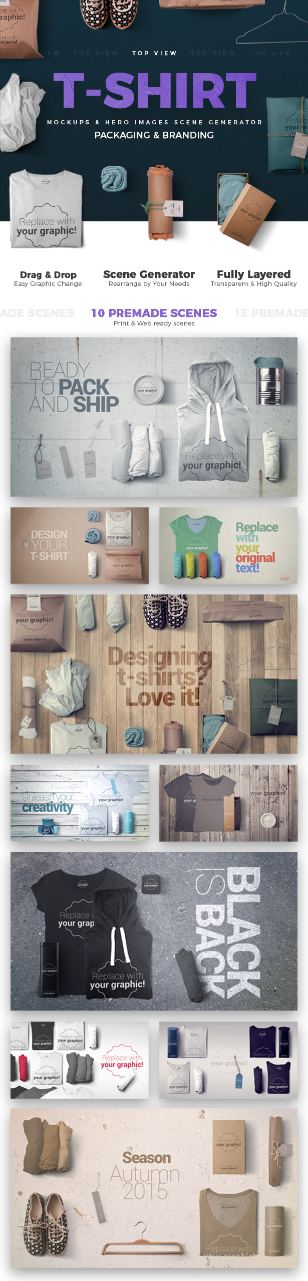 T恤包装设计展示效果图PSD样机模板 T-shirt Mockups and Packages插图