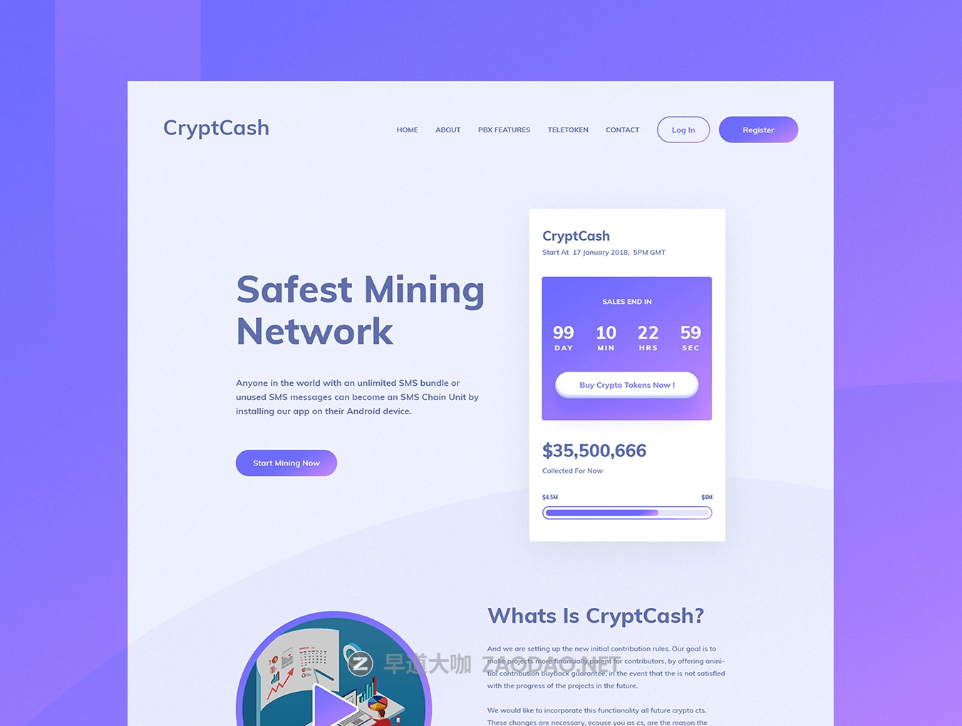 ICO区块链/数字加密货币投资网站UI设计模板 Cryptcash Landing插图 ICO区块链/数字加密货币投资网站UI设计模板 Cryptcash Landing插图