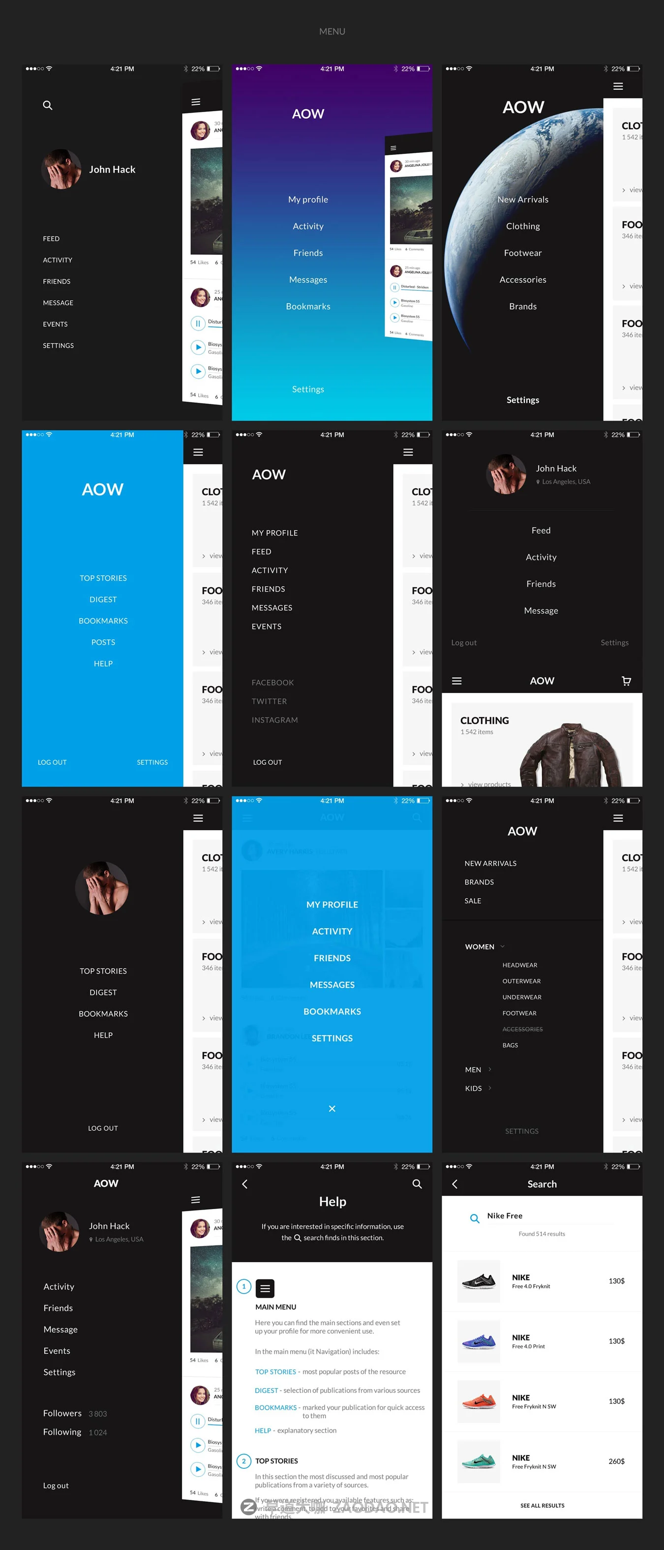 多功能音乐社交电子商城iOS APP UI设计模板套件 AOW UI Kit插图11 多功能音乐社交电子商城iOS APP UI设计模板套件 AOW UI Kit插图11