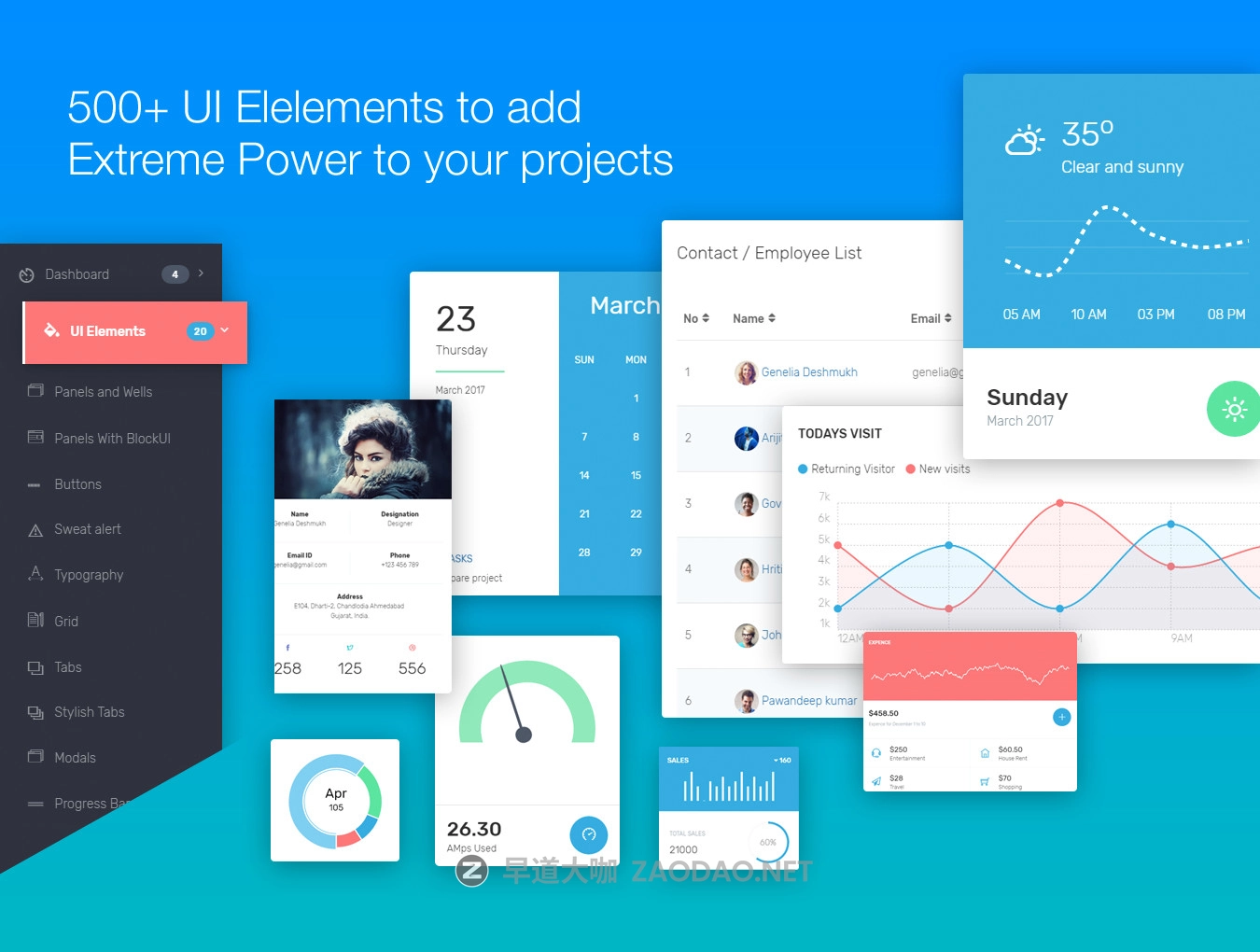 开源信息统计管理仪表盘WEB APP用户界面设计模板套件 Ample Admin Template插图1 开源信息统计管理仪表盘WEB APP用户界面设计模板套件 Ample Admin Template插图1