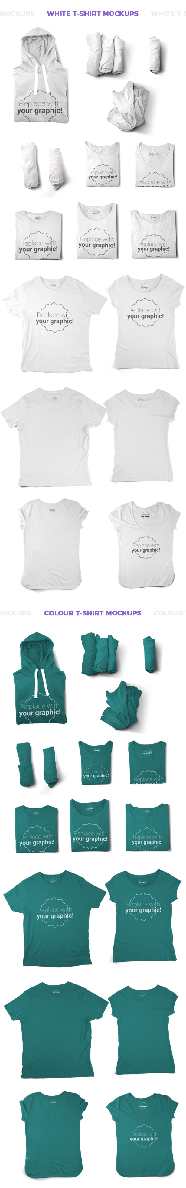 T恤包装设计展示效果图PSD样机模板 T-shirt Mockups and Packages插图4