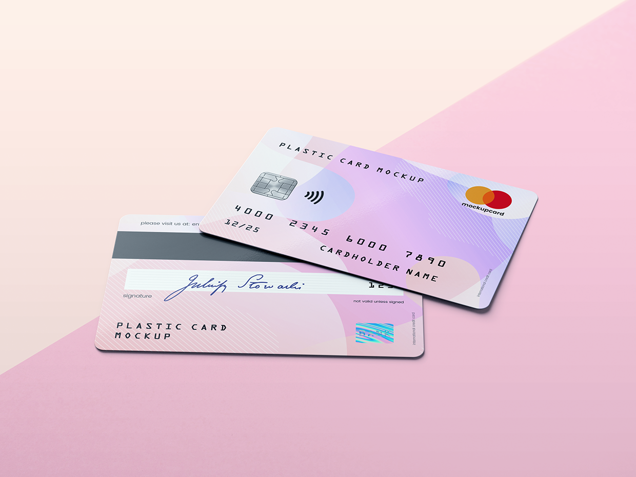 超逼真多角度银行卡会员卡设计预览效果图样机模板plasticcard