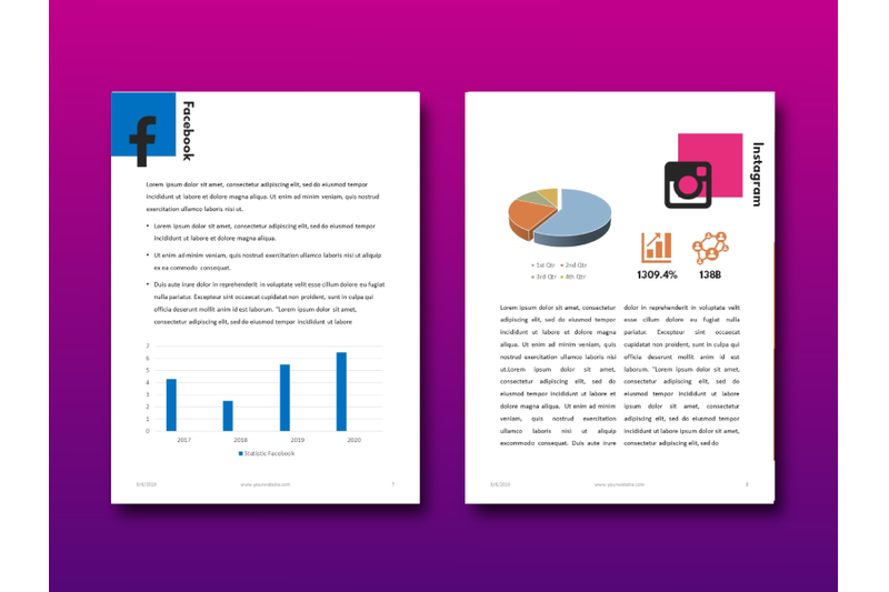 明亮简约品牌营销instagram社交媒体素材包social Media Marketing Ebook Template Powerpoint 早道大咖