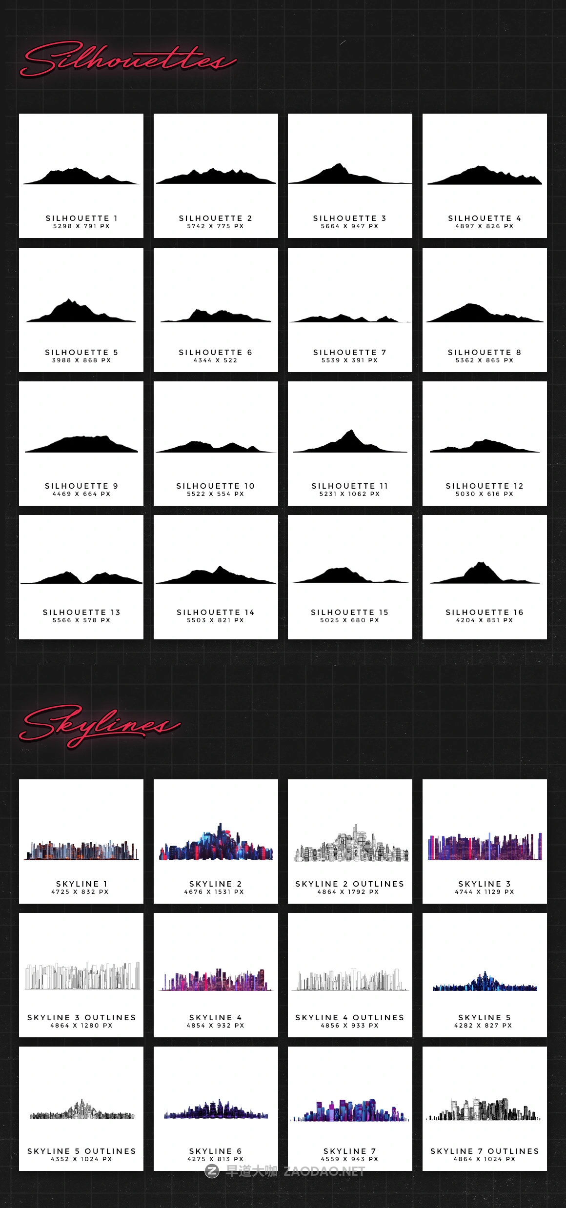 80年代复古时尚元素背景设计套装 Retro Landscape Kit插图5 80年代复古时尚元素背景设计套装 Retro Landscape Kit插图5