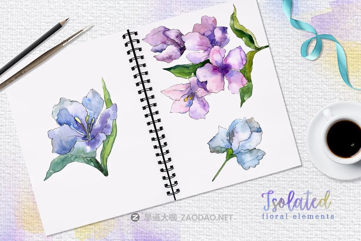 手绘紫罗兰色水彩剪贴画印刷品设计素材包 Alstroemeria Violet Watercolor png插图4 手绘紫罗兰色水彩剪贴画印刷品设计素材包 Alstroemeria Violet Watercolor png插图4