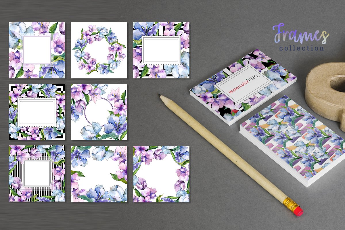 手绘紫罗兰色水彩剪贴画印刷品设计素材包 Alstroemeria Violet Watercolor png插图5