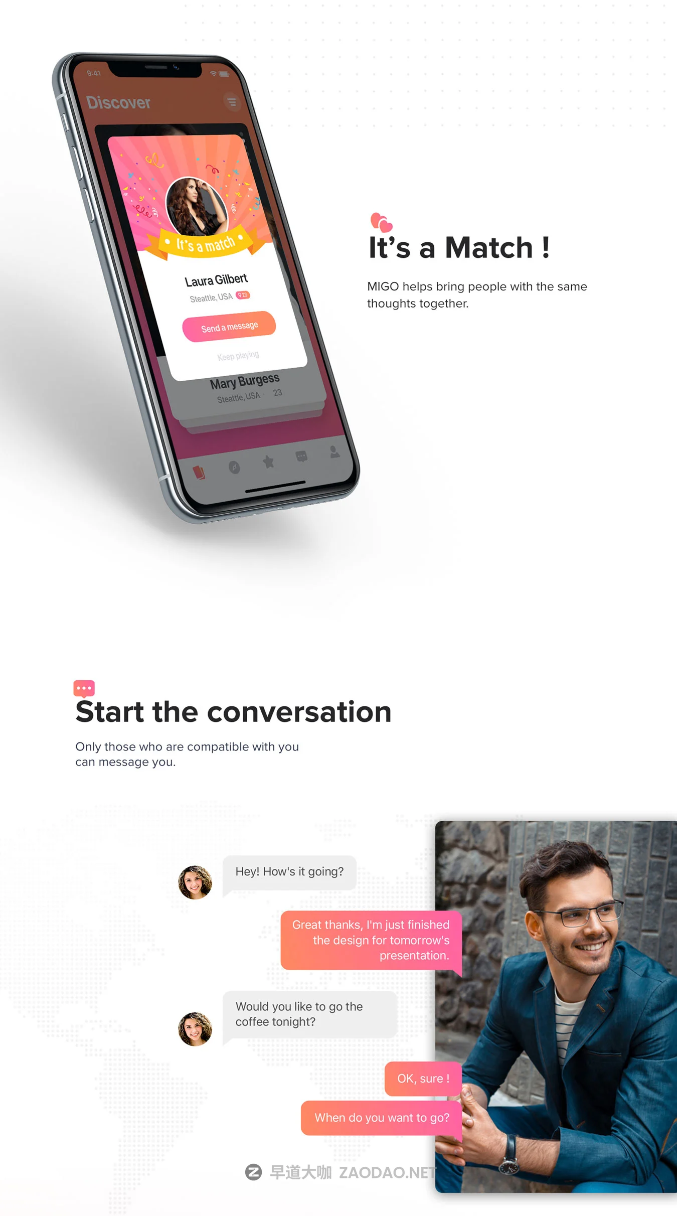 高质量社交约会iOS应用UI界面设计套件 MIGO Dating Mobile UI Kit插图1 高质量社交约会iOS应用UI界面设计套件 MIGO Dating Mobile UI Kit插图1