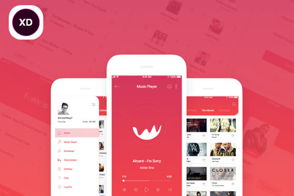 在线音乐应用程序APP用户界面设计套件 Flames iOS Ui Kit