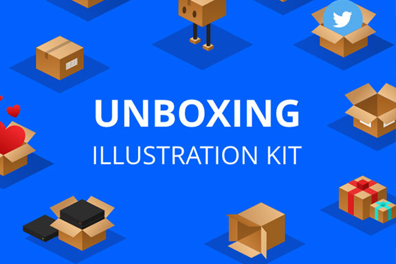 65款等距框包装箱图标套件 Unboxing Illustration Kit