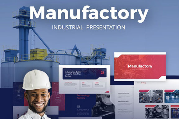 工业制造业品牌介绍年度计划书PPT模板 Manufactory Industry PowerPoint Template