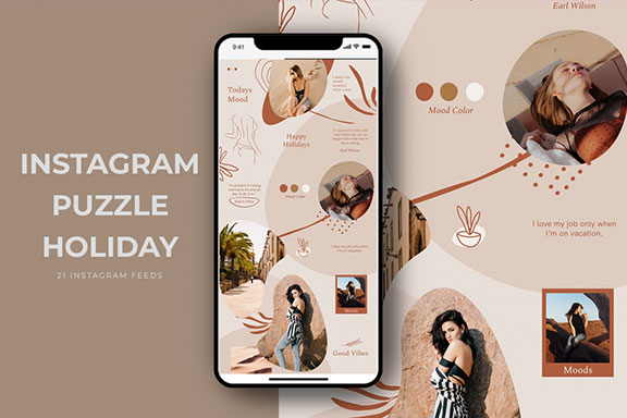 时尚服装品牌营销Instagram推广社交媒体套件 Instagram Puzzle Holiday Templates