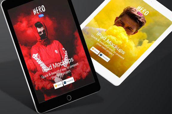 高品质iPad创意模型Web设计预览图样机 HERO iPad Mockups