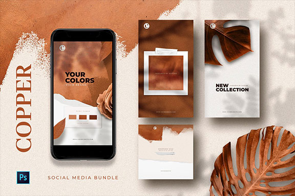 铜黄色品牌营销推广社交媒体设计模板 Copper – Social Media Templates